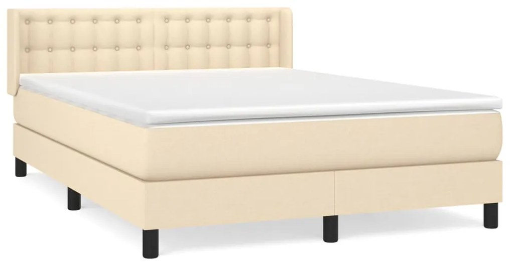 Posteľný rám boxspring s matracom krémový 140x200 cm látka