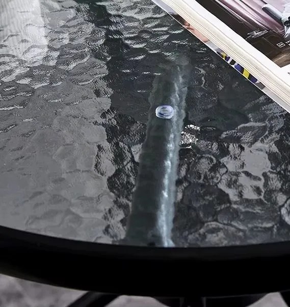 TRENDIE Záhradný stolík so sklom 60 cm okrúhly