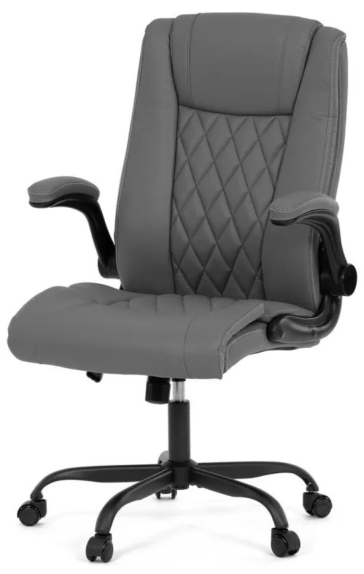 Kancelárske kreslo KA-Y344 GREY, šedá ekokoža, taštičkové pružiny, kovový kríž