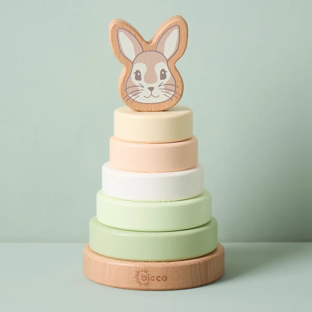 Bieco - Drevená stohovacia veža - králiček Fine