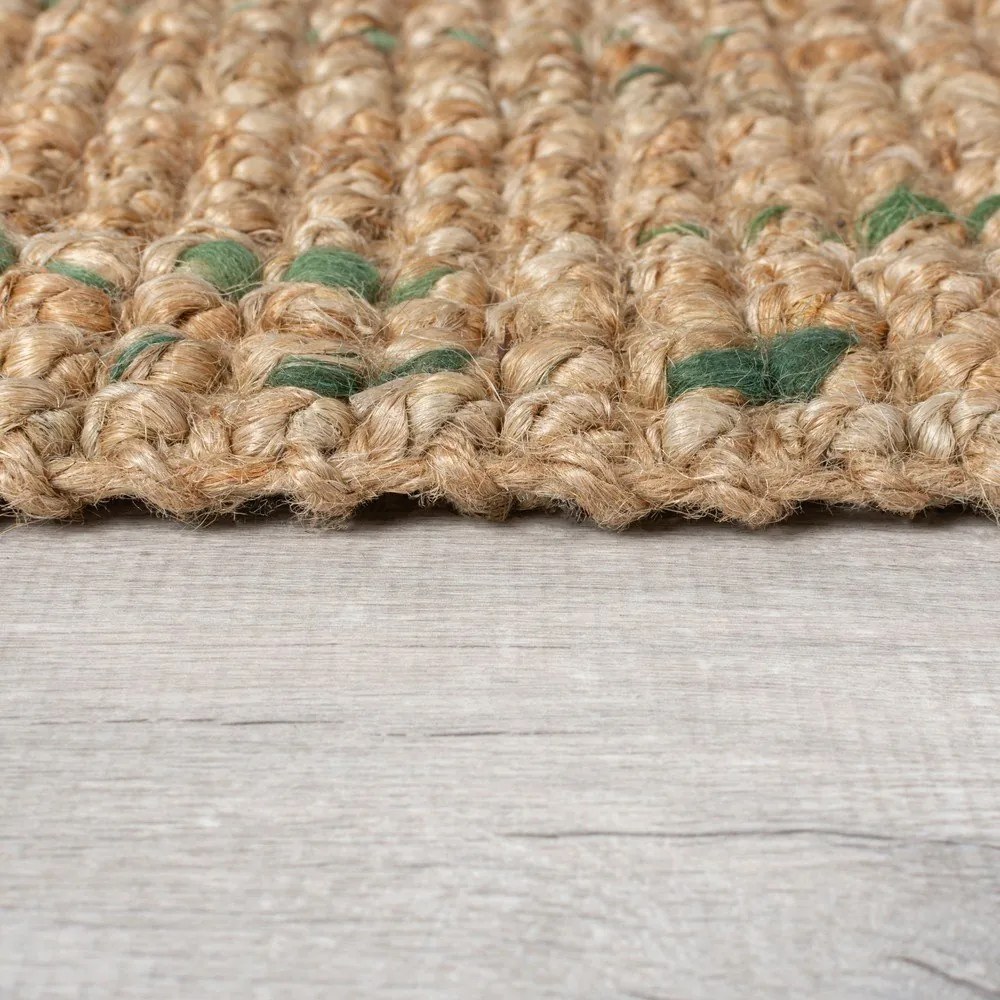 Obojstranný ručne tkaný jutový koberec v zeleno-prírodnej farbe 160x230 cm Jute Boucle Green – Flair Rugs