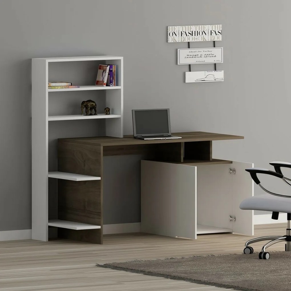 Pracovný stôl Melis Walnut and White