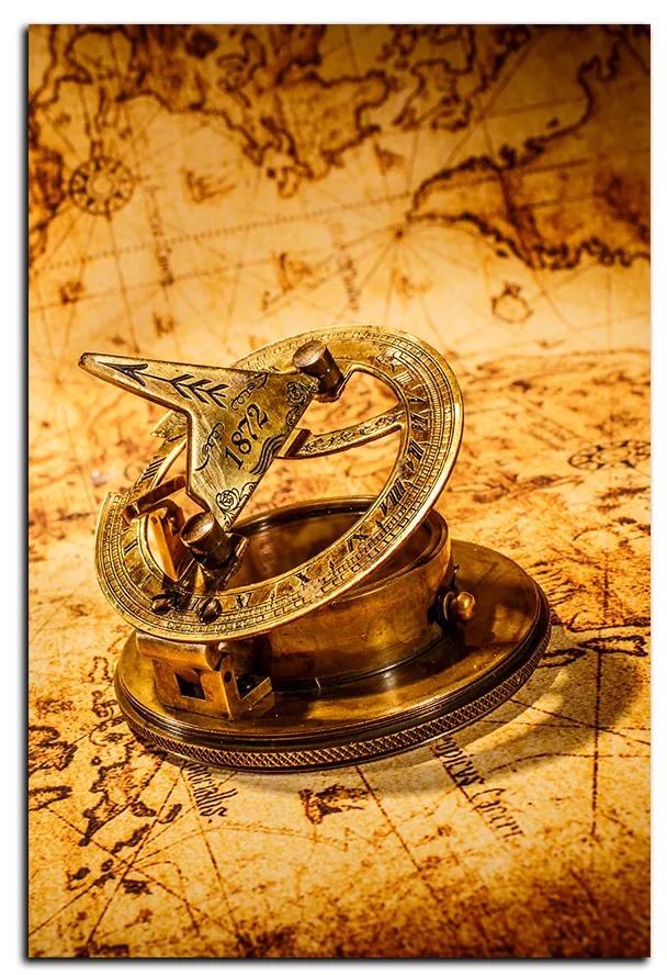 Obraz na plátne - Kompas na mape antického sveta - obdĺžnik 7999A (60x40 cm)