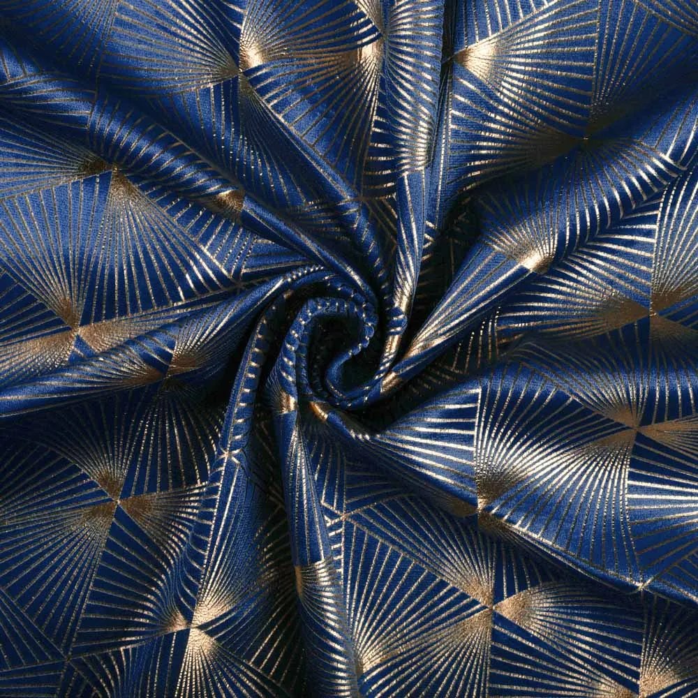Biante Zamatová obliečka na vankúš Isabela IBL-011 Rose Gold trojuholníky na kráľovsky modrom 30 x 50 cm