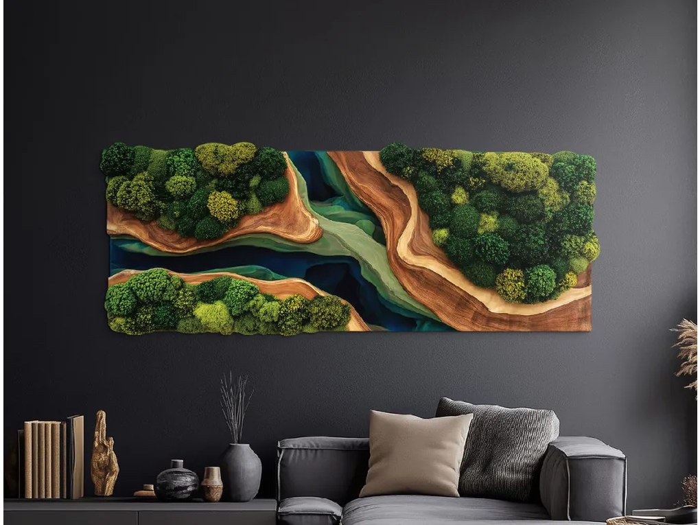 drevko |  Tlačený machový obraz Prelínanie (imitácia)  35 x 90 cm