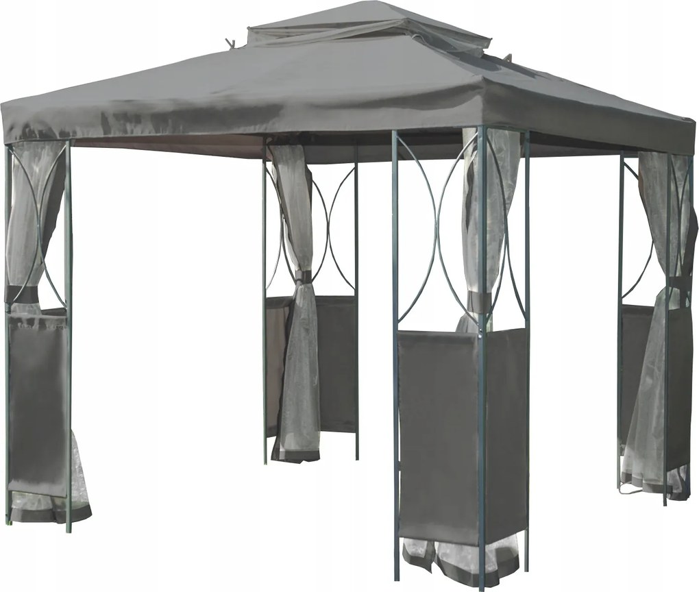Garden Line ALTANA / ZÁHRADNÝ PAVILÓN S MOSKYTIÉROU ŠEDÁ 2,5 x 2,5 x 2,7 M *3989