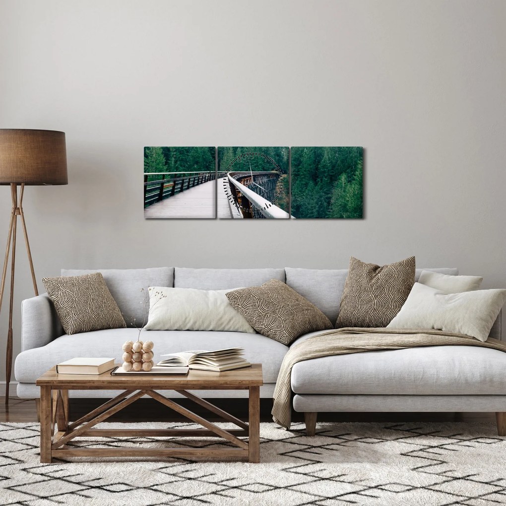Obraz - Most k vrcholkom stromov (s hodinami) (90x30 cm)
