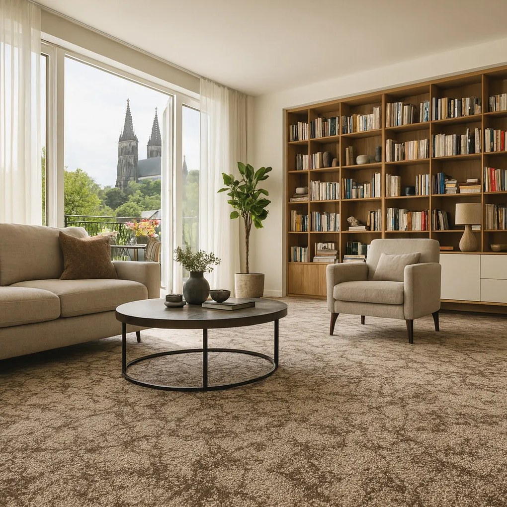 Spoltex, Metrážny koberec Marbeline 190 hnedá, na mieru, šíře 4m, hnedá, filc, detská izba