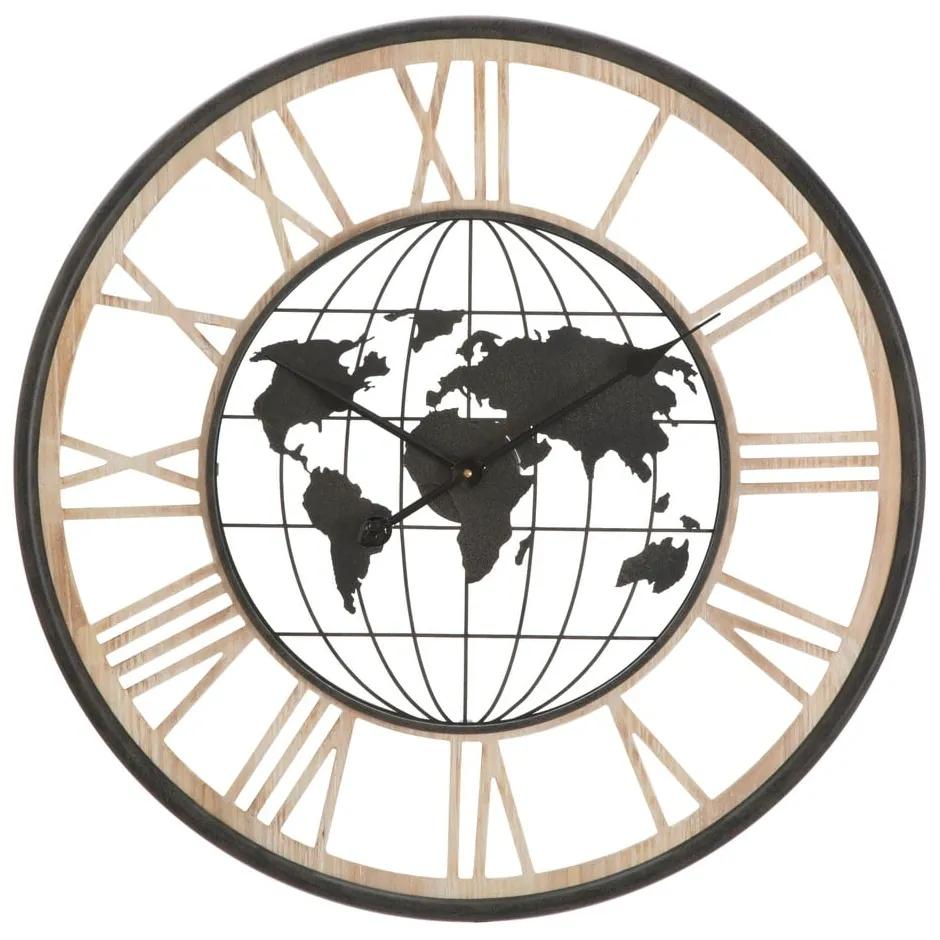 Čierne nástenné hodiny Mauro Ferretti World, ø 70 cm