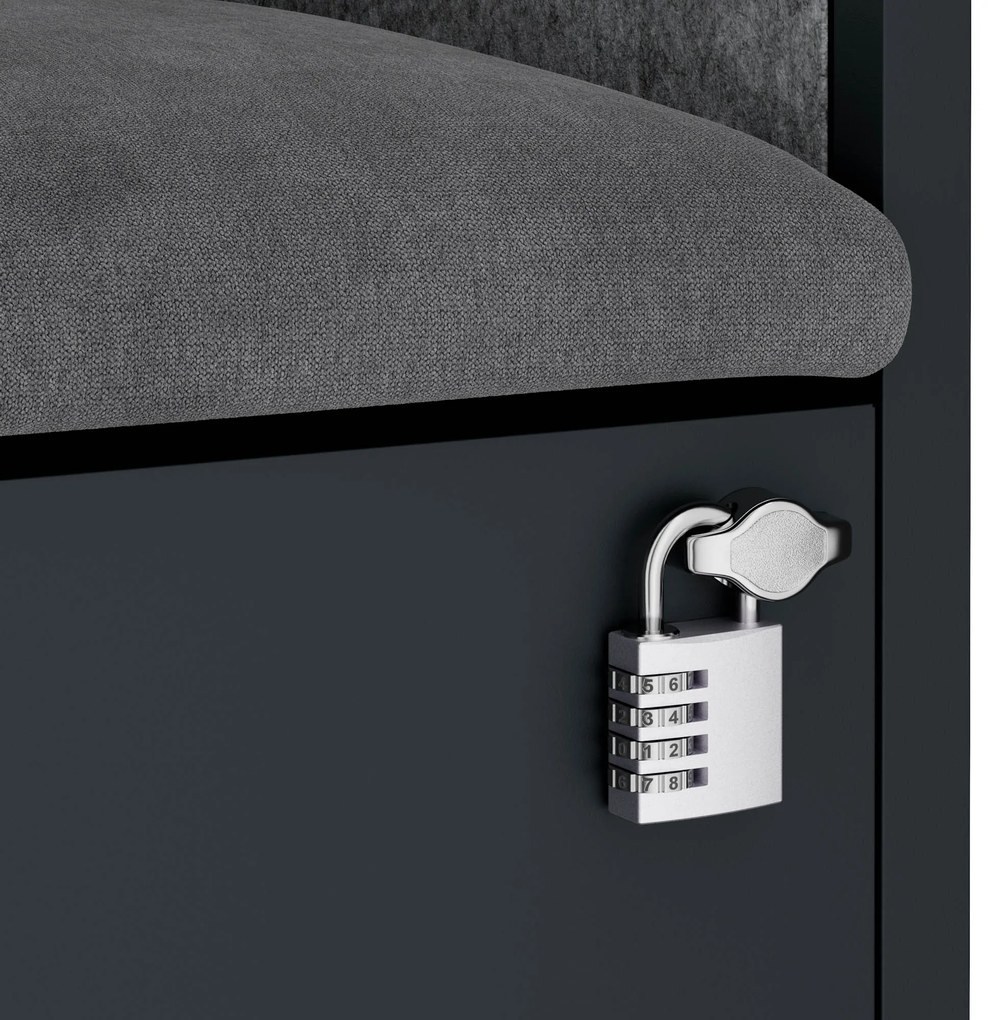Kancelárska akustická kabína so sedadlom a portom USB-C, telo v antracitovej farbe / sedadlo v sivá farbe, 1150 mm: SALLY MentalBox
