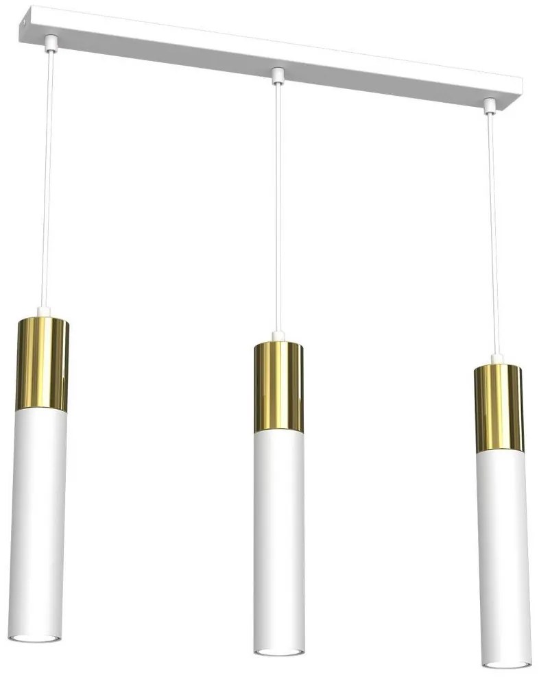 Luster na lanku CASSA 3xGU10/8W/230V biela/zlatá