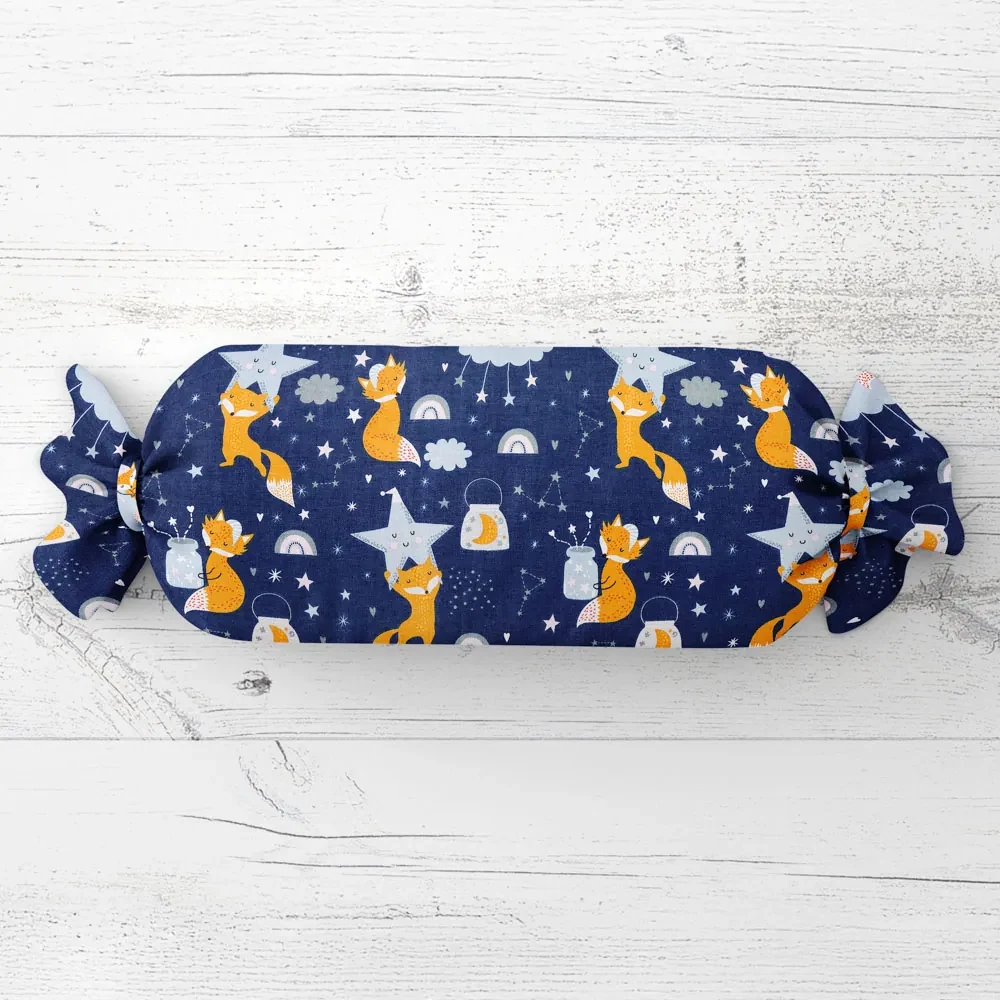 Biante Detský vankúš valec bonbon Sandra SA-281 Líšky na večernej oblohe 15x60 cm
