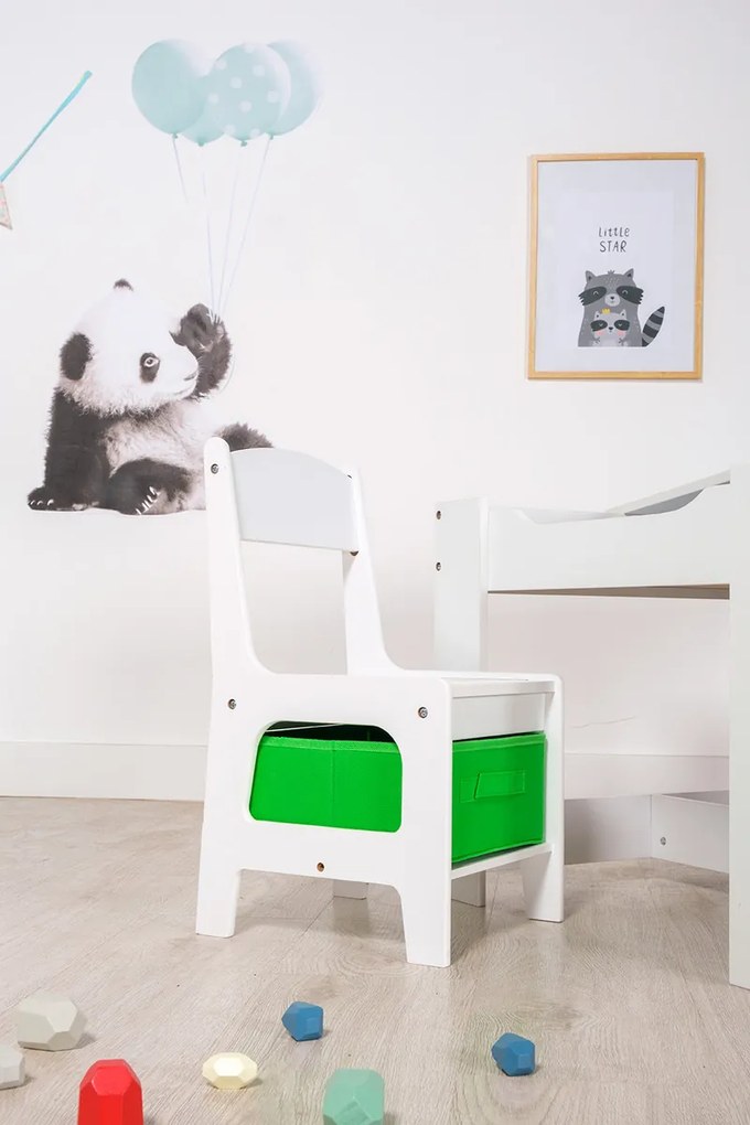Ourbaby detský stôl so stoličkami s modrým a zeleným boxom