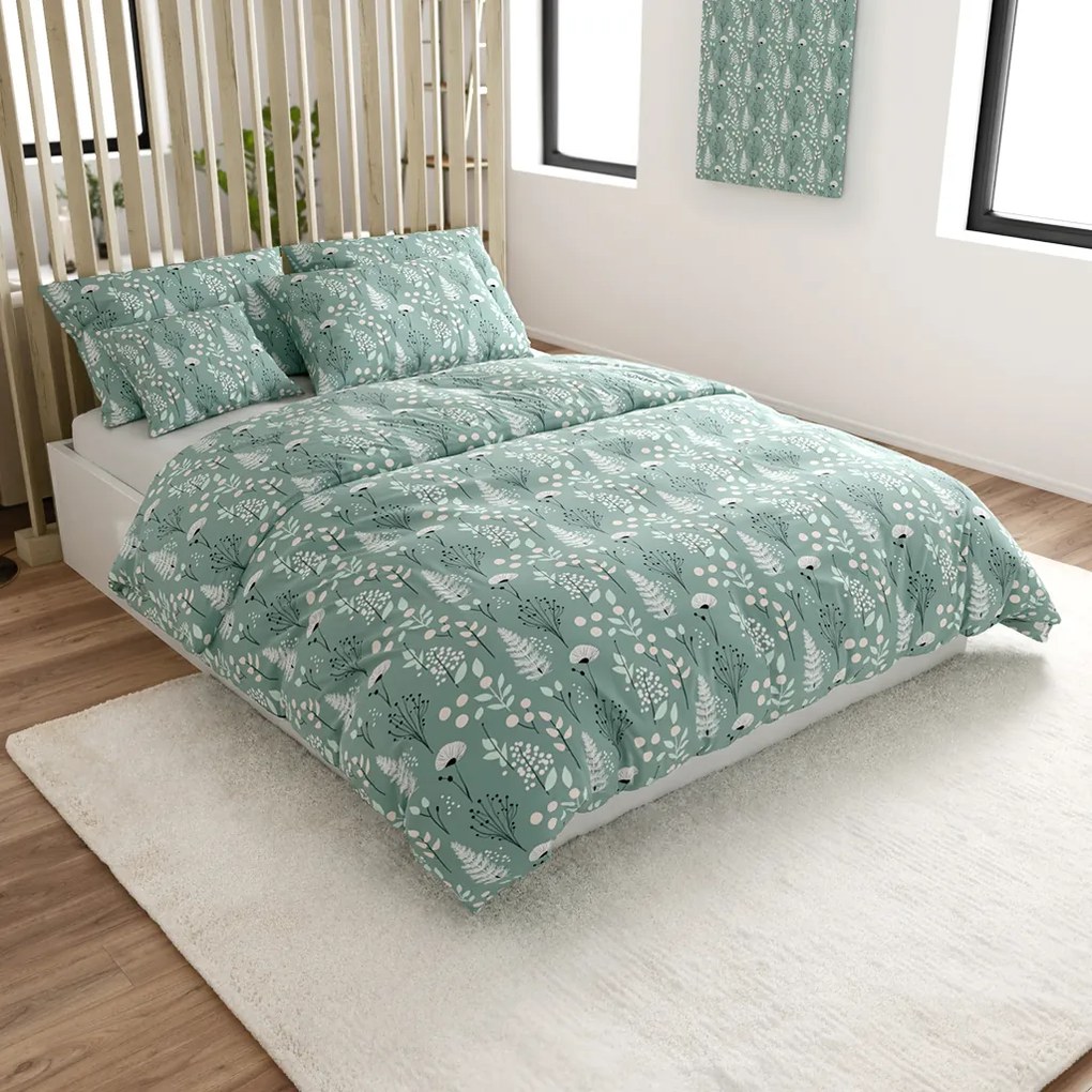 Bavlnené obliečky WILD FLOWERS mentolové hotelová kapsa Rozmer obliečky: 70 x 90 cm | 140 x 200 cm