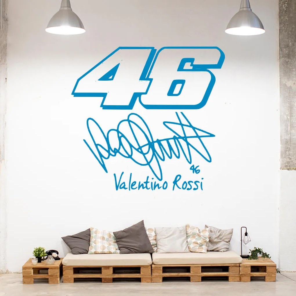 Veselá Stena Samolepka Valentino Rossi 46 Farba: oranžová, Veľkosť: 80 x 75 cm