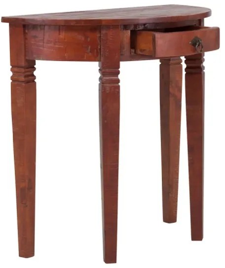 furniture-nabytek.cz - Masívny konzolový stôl Catana z borovice, hnedý, lakovaný – guľatý