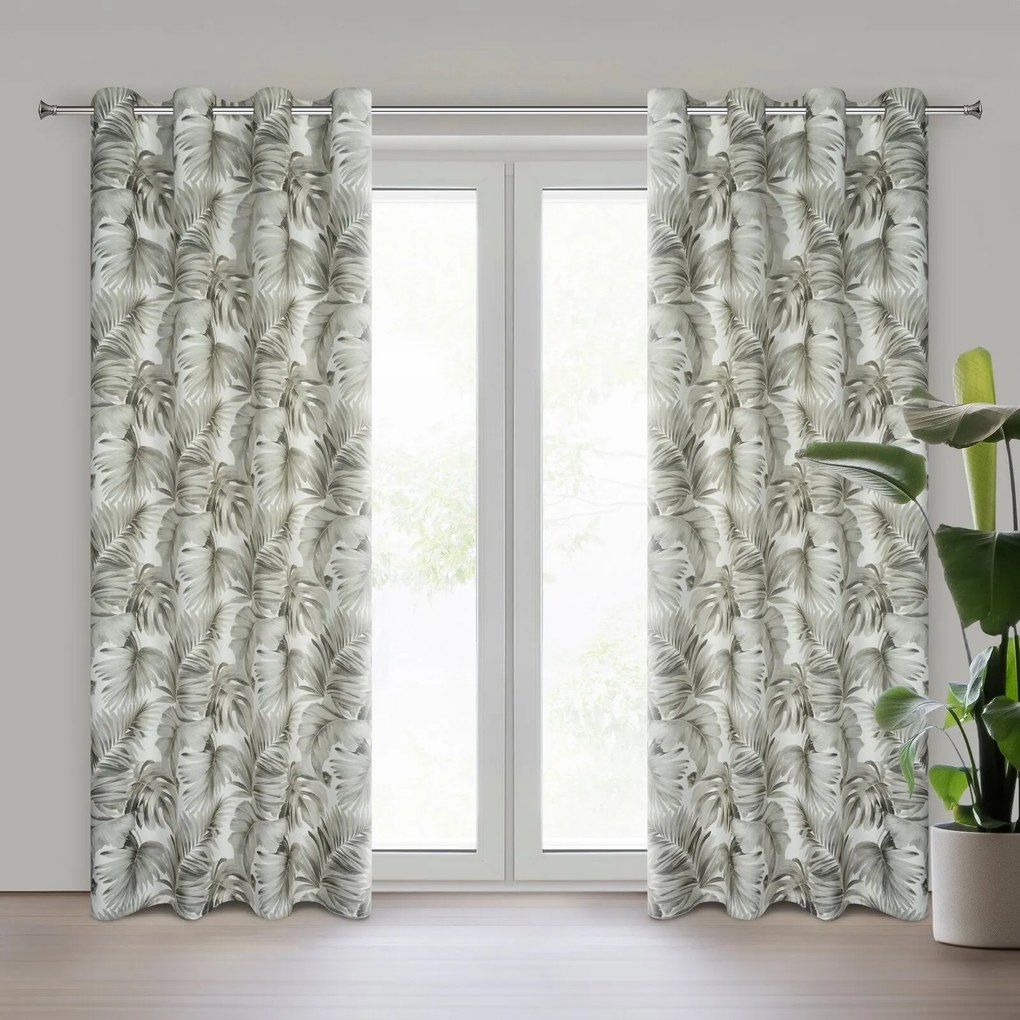 ZATEMŇOVACÍ ZÁVES NA KRÚŽKOCH ZORA 140X250 CM LISTY