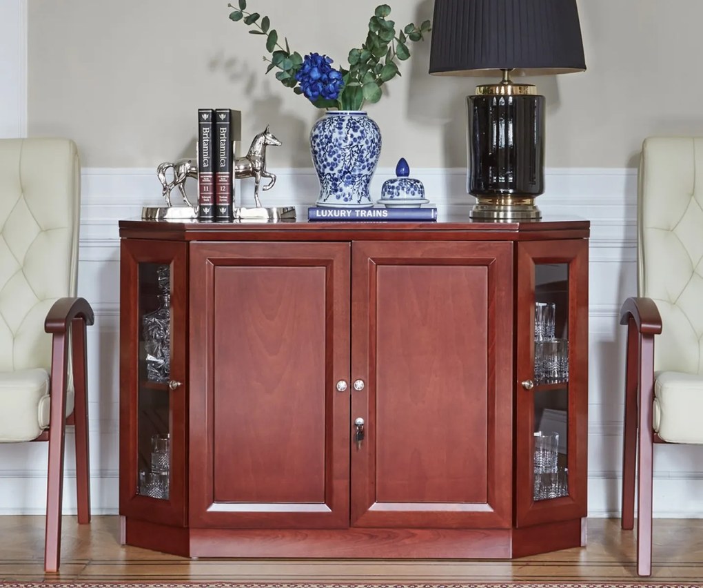 Skriňová barová komoda Elegance, presklená dyhovaná