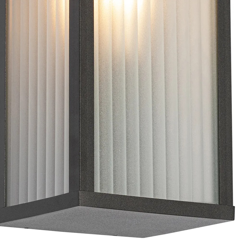 Inteligentné vonkajšie nástenné svietidlo čierne s rebrovaným sklom vrátane WiFi A60 - Charlois