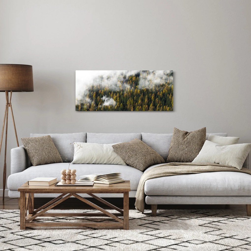 Obraz lesa v mrakoch (120x50 cm)