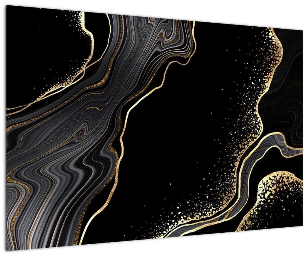 Obraz - Čierno-zlatý mramor (90x60 cm)