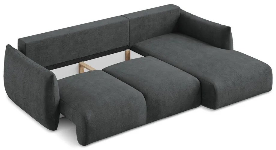 Tmavosivá ženilková rozkladacia rohová pohovka (pravý roh/s leňoškou) Leila – Makamii