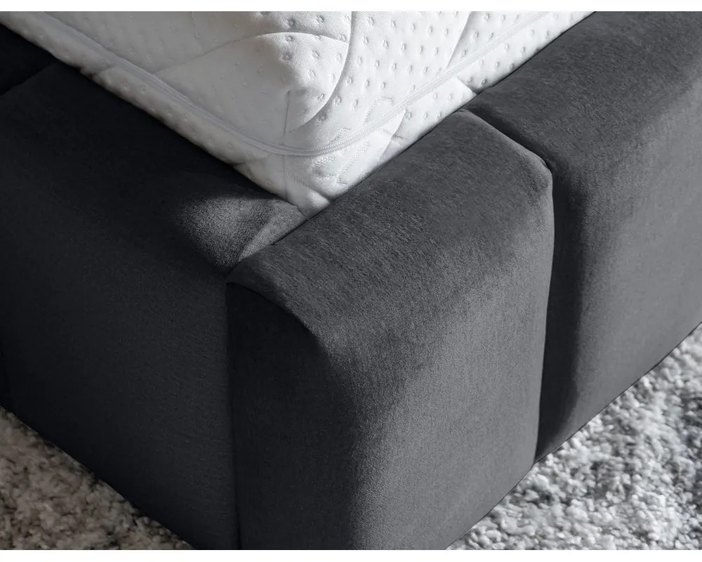 Sivá čalúnená dvojlôžková posteľ s úložným priestorom s roštom 180x200 cm Lamica – ELTAP