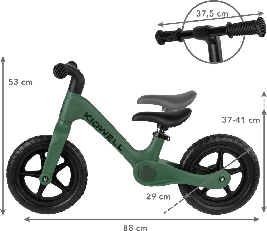 Skladacie detské odrážadlo Kidwell FLEX – ľahké 2,9 kg, CLICK & FOLD, EVA kolesá