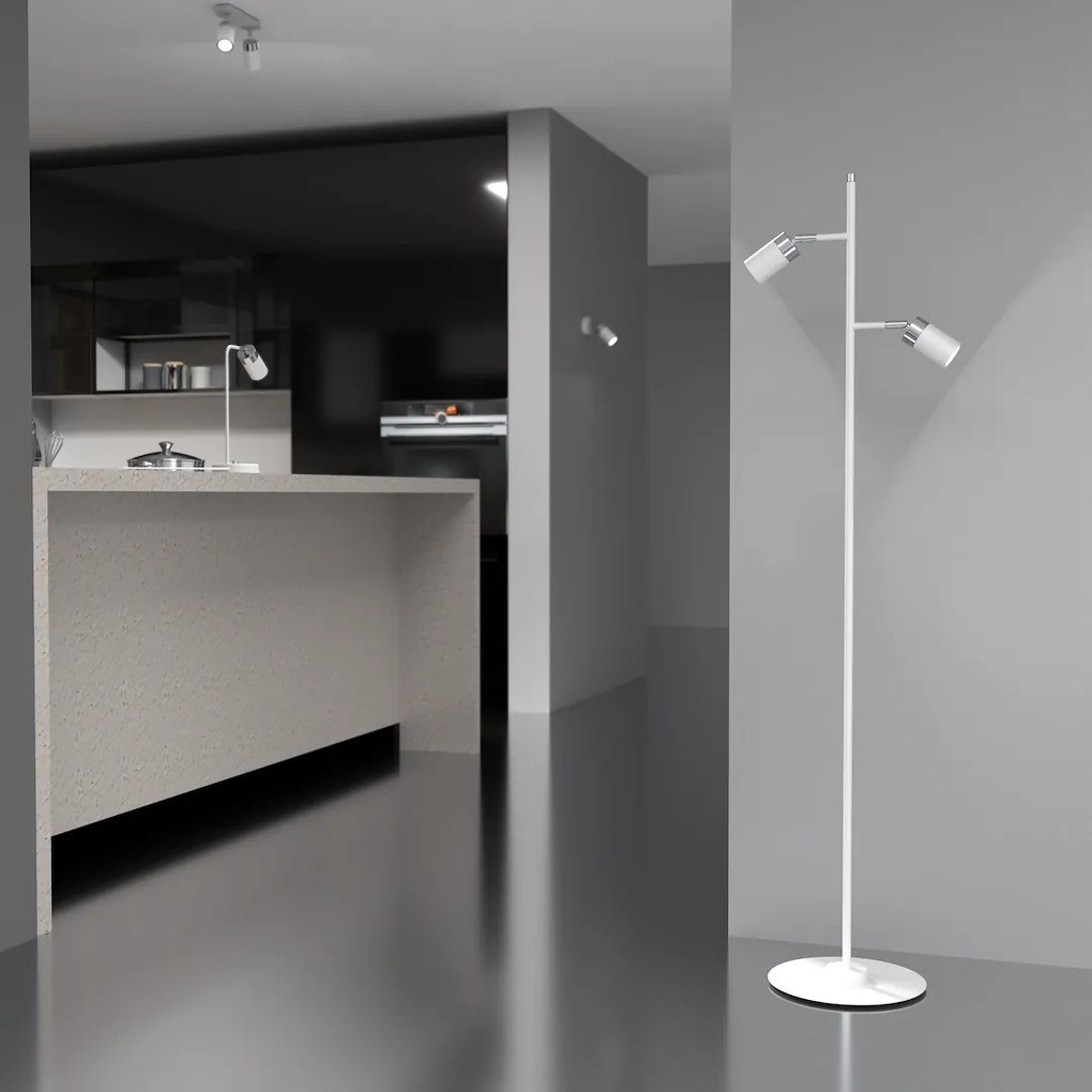 EUlight Stojacia lampa Joker, 2x chrómové/biele kovové tienidlo, w