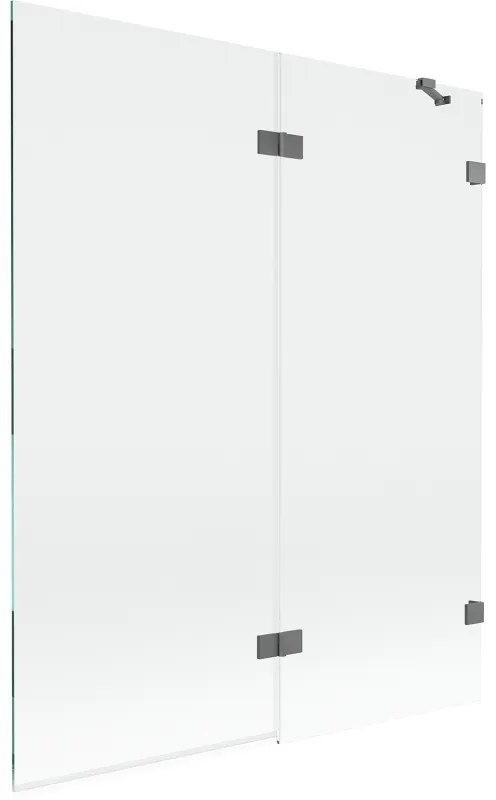 Mexen Lunar, 2-krídlová vaňová zástena pravá 140 x 150 cm, číre sklo, grafitová, 897-140-100-95-00-P