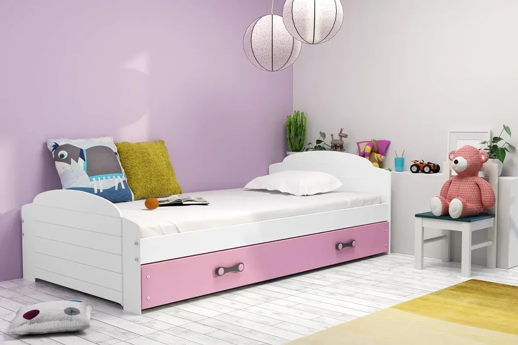 Posteľ LILI 200x90 biela - ružová