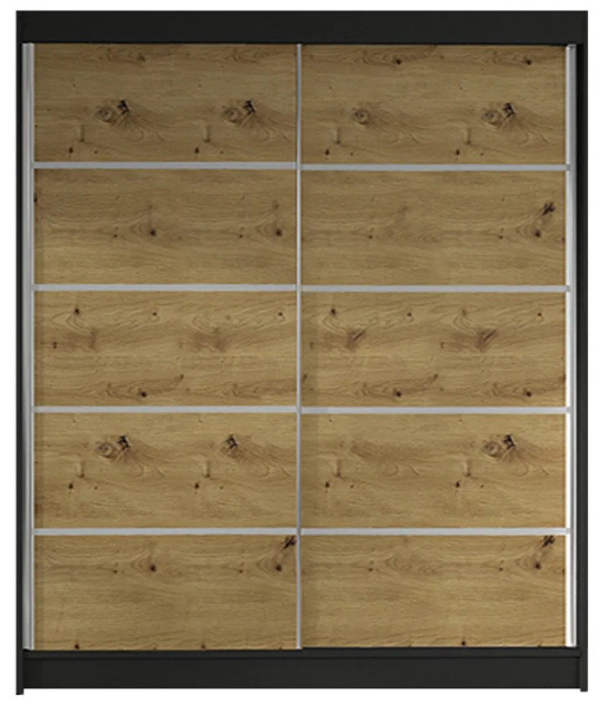 Šatníková skriňa LINO IV šírka 120 cm - čierna/dub artisan