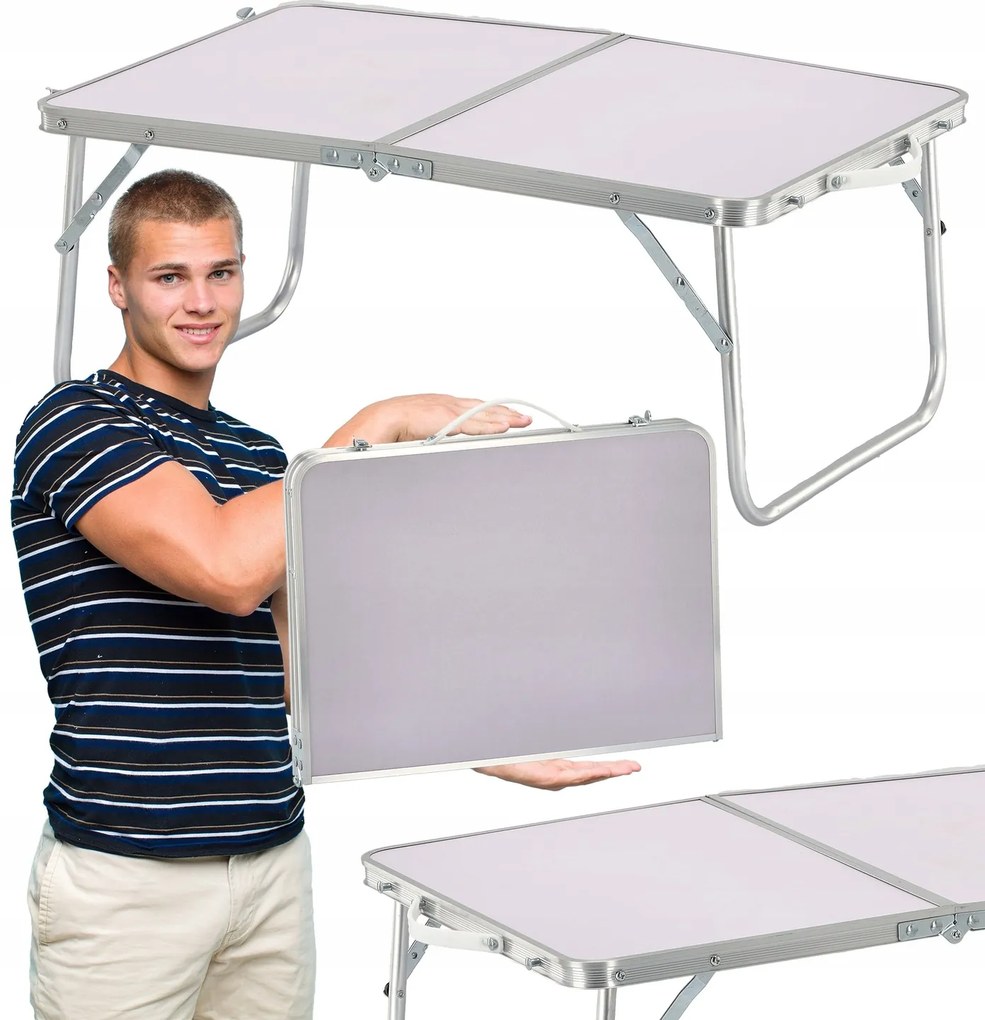 Skladací kempingový turistický stôl Komo 60 cm biely