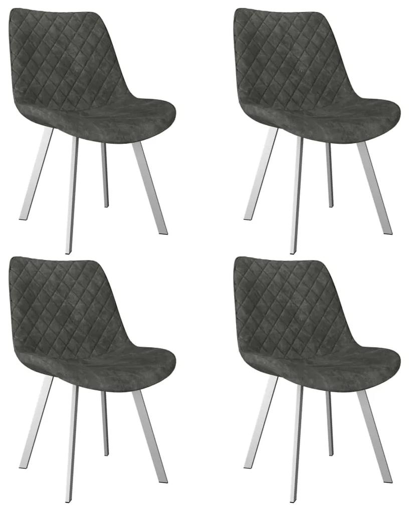 Jedálenské stoličky 4 ks, sivé, umelý semiš