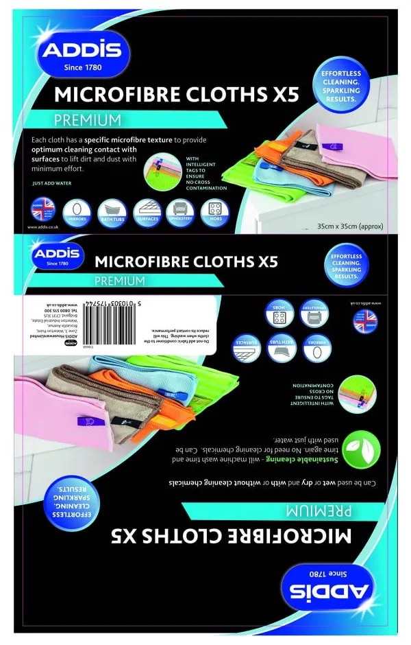 Handričky v súprave 5 ks z mikrovlákna – Addis