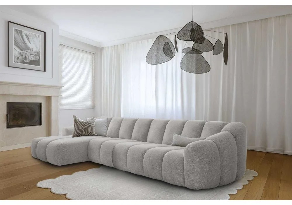 Svetlosivá rohová pohovka (ľavý roh/s leňoškou) Shell – Miuform