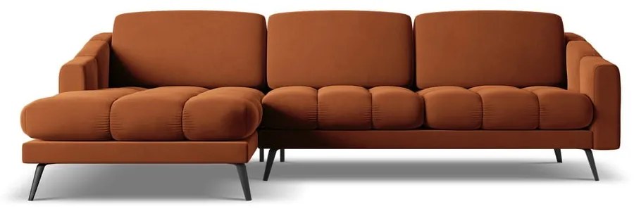 Oranžová zamatová rohová pohovka (ľavý roh) Nalu – Makamii