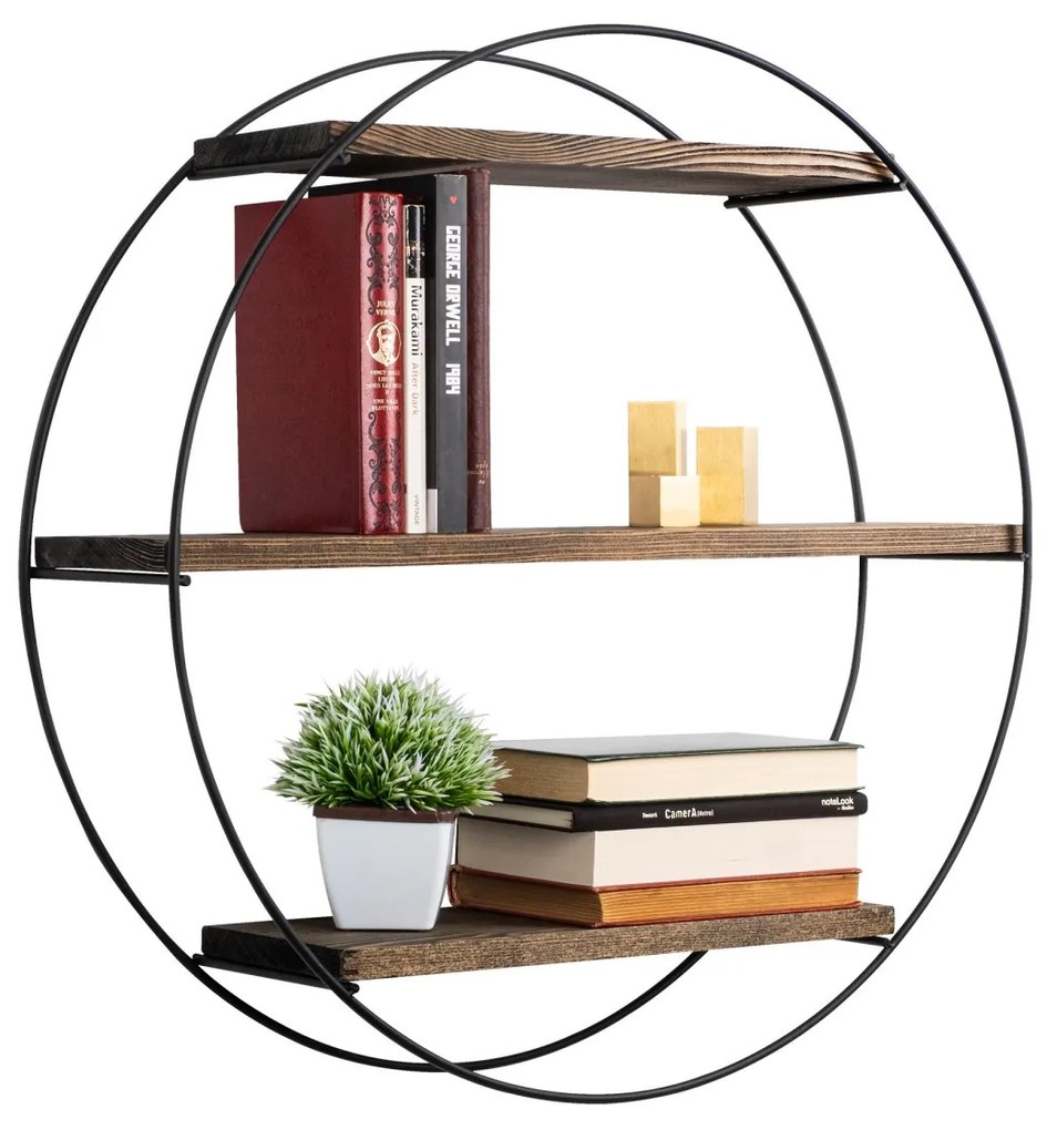 Nástenná polica Tulipa 60 cm orech americký/čierna