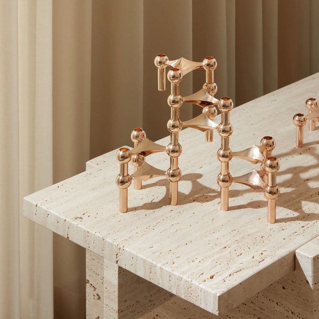 Stoff Nagel Dizajnový svietnik STOFF Nagel Rose Gold – set 3 ks