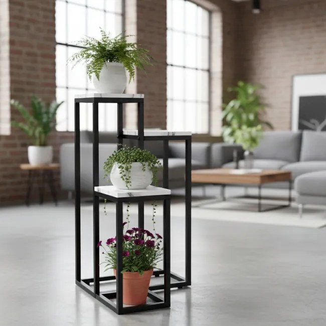 Stojan na kvety MUNIR biely mramor