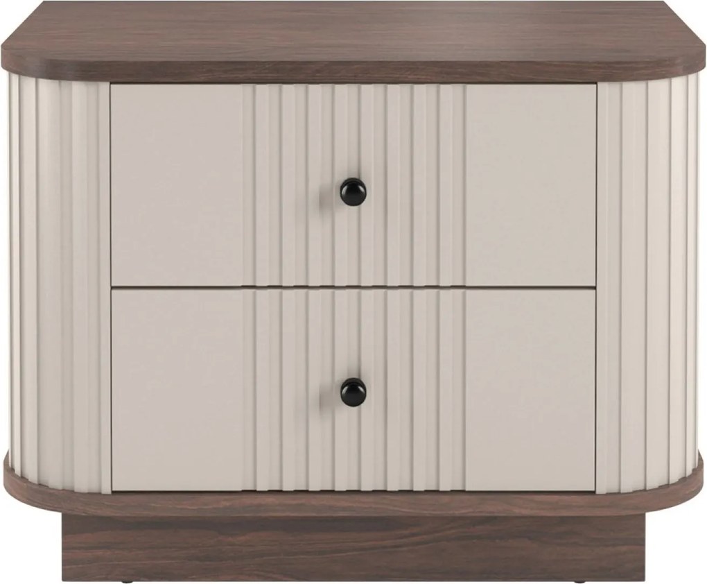 Sada nočných stolíkov Vespera 56 cm na sokli - kašmírová / orech / čierna