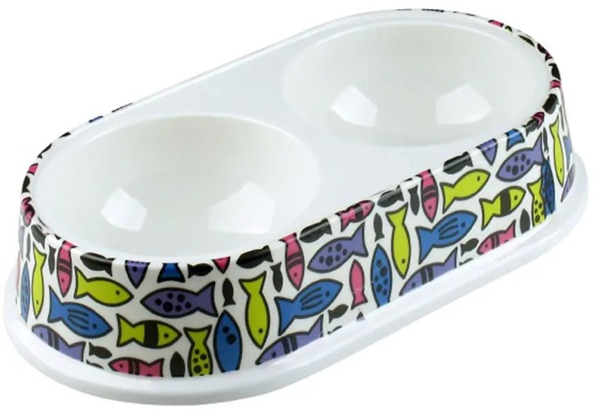 Dvojmiska melamínová s potlačou 0,25 l/26,5x15x5,5 cm