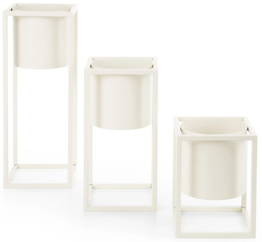 KOVOVÝ KVETINÁČ SO STOJANOM 15X20 CM BIELA