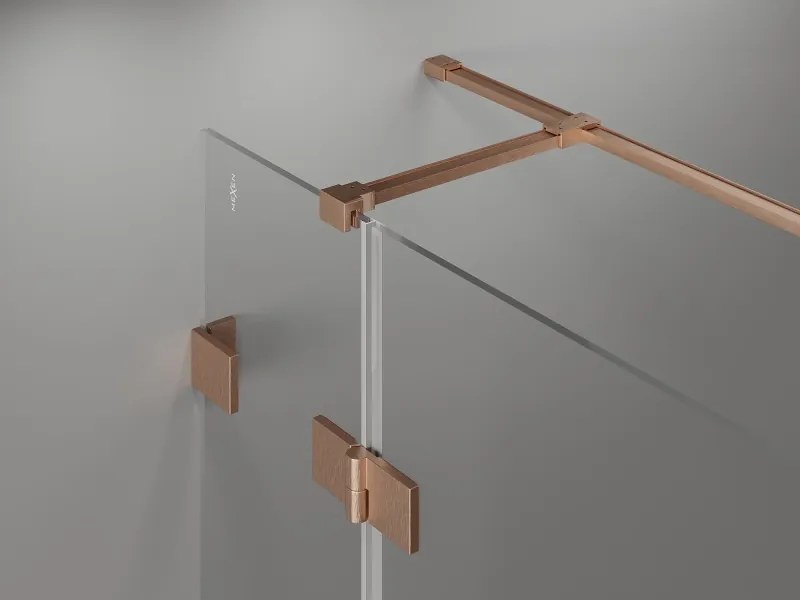 Mexen Lunar T, výklopný sprchový kút pravý 130 x 70 cm, 8mm číre sklo, profil medená matná, 834T-130-070-65-00-P