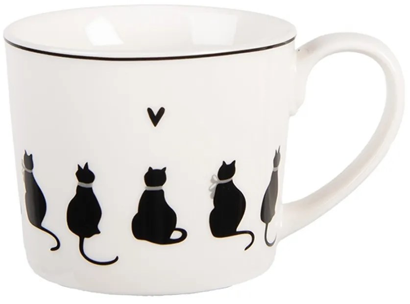Biely hrnček s mačkami a srdiečkom Dog&Cat - 12*8*7 cm / 275 ml