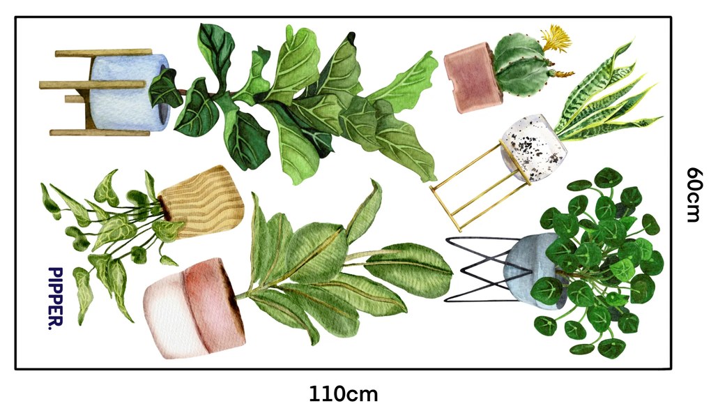 PIPPER. Samolepka na stenu "Rastliny v kvetináčoch"
