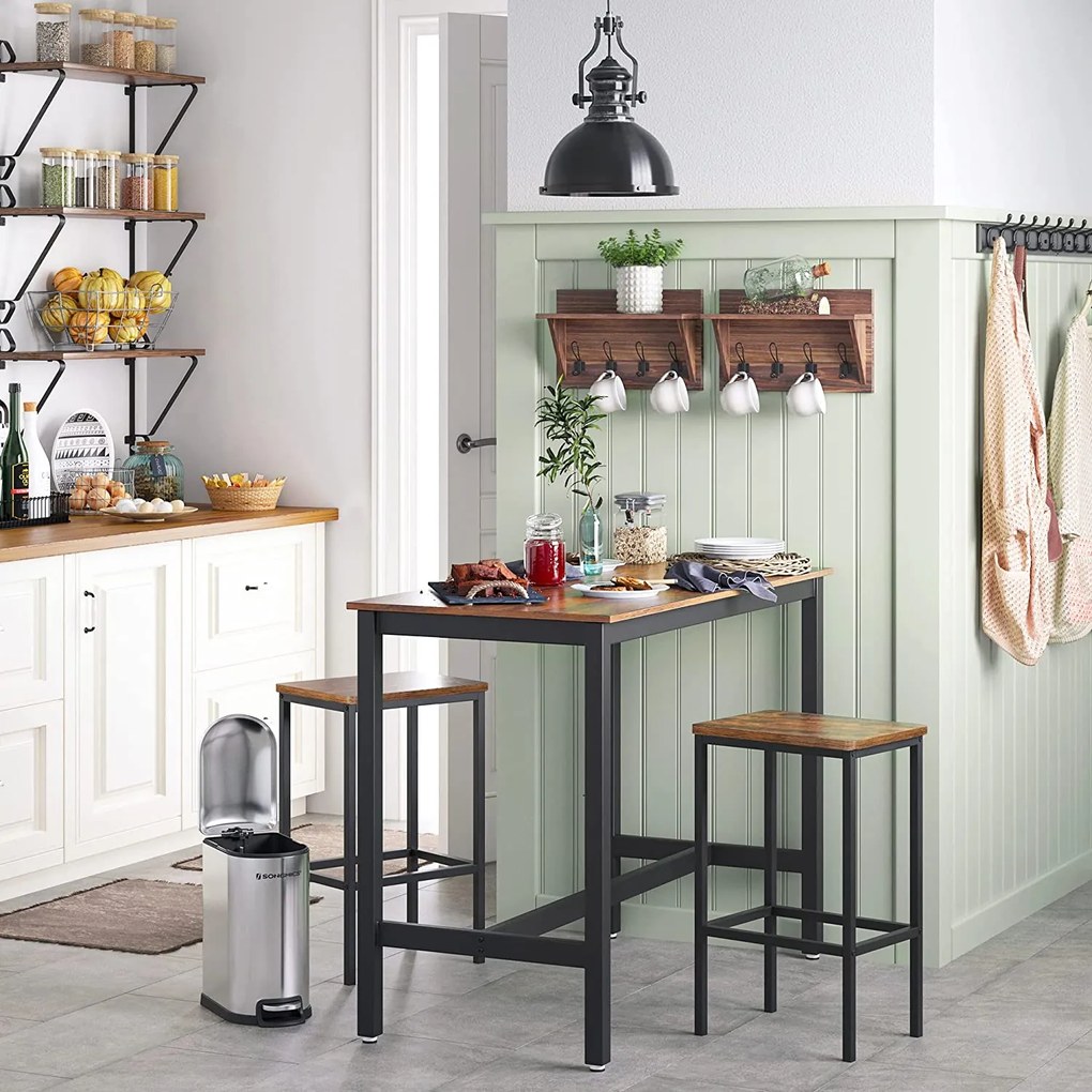 Barová stolička sada 2 ks, 40 x 30 x 65 cm, rustikálna hnedá farba