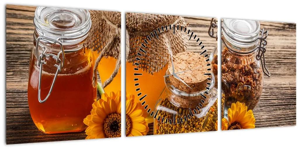 Obraz - Zátišie s medovými pohármi (s hodinami) (90x30 cm)