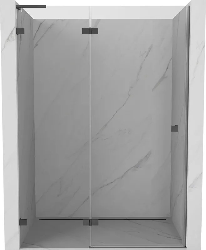 Mexen, Mexen Lunar L ľavé otočné sprchové dvere 140 cm, transparentné, pištoľový kov - 834L-140-000-95-00-L