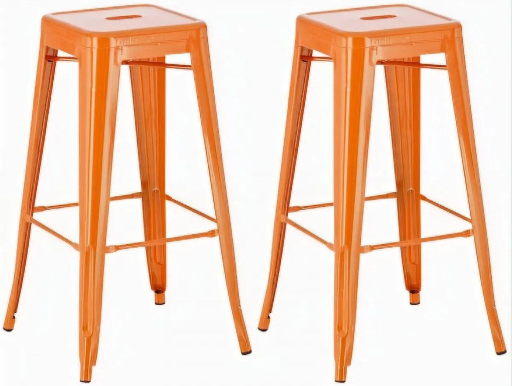 Kovová barová stolička Josh (SET 2 ks) - Oranžová